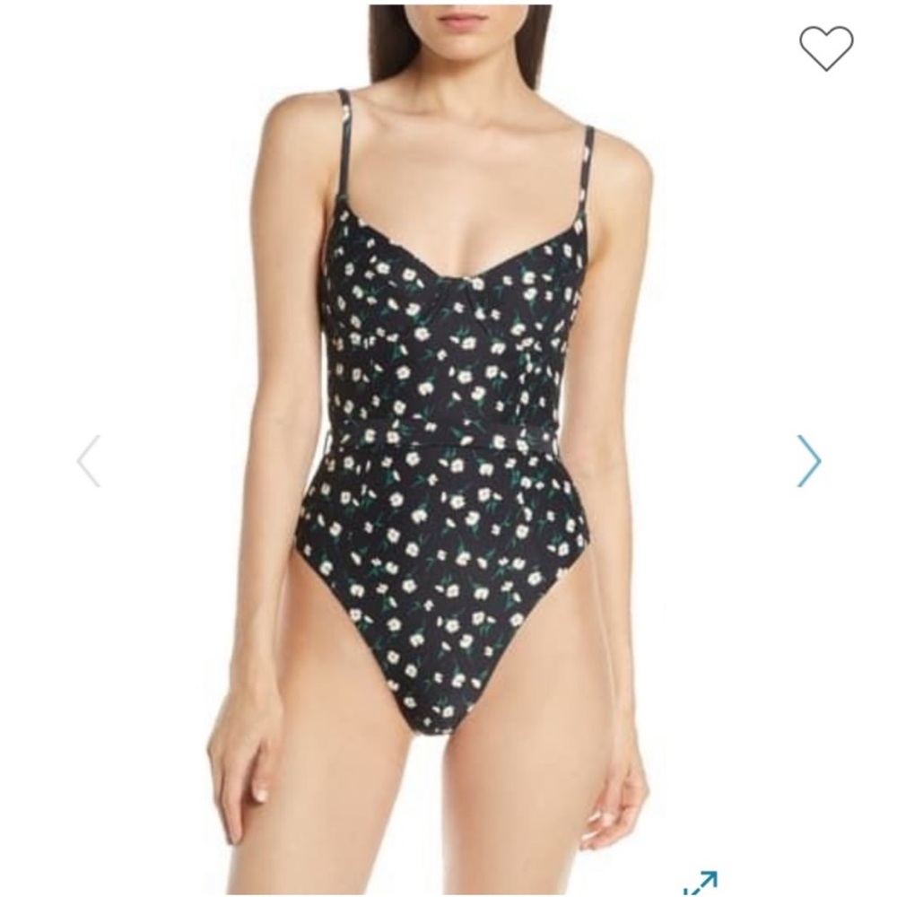 WeWoreWhat Black Floral One Piece Swimsuit XS